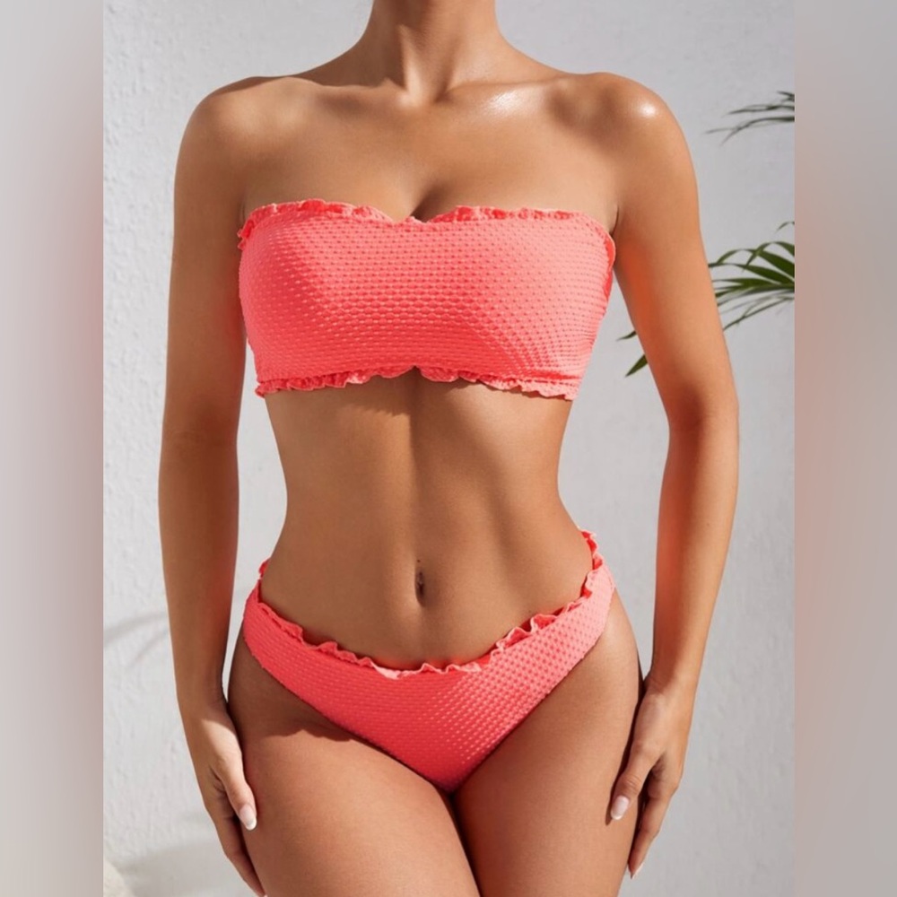Coral Bandeau Bikini Set
